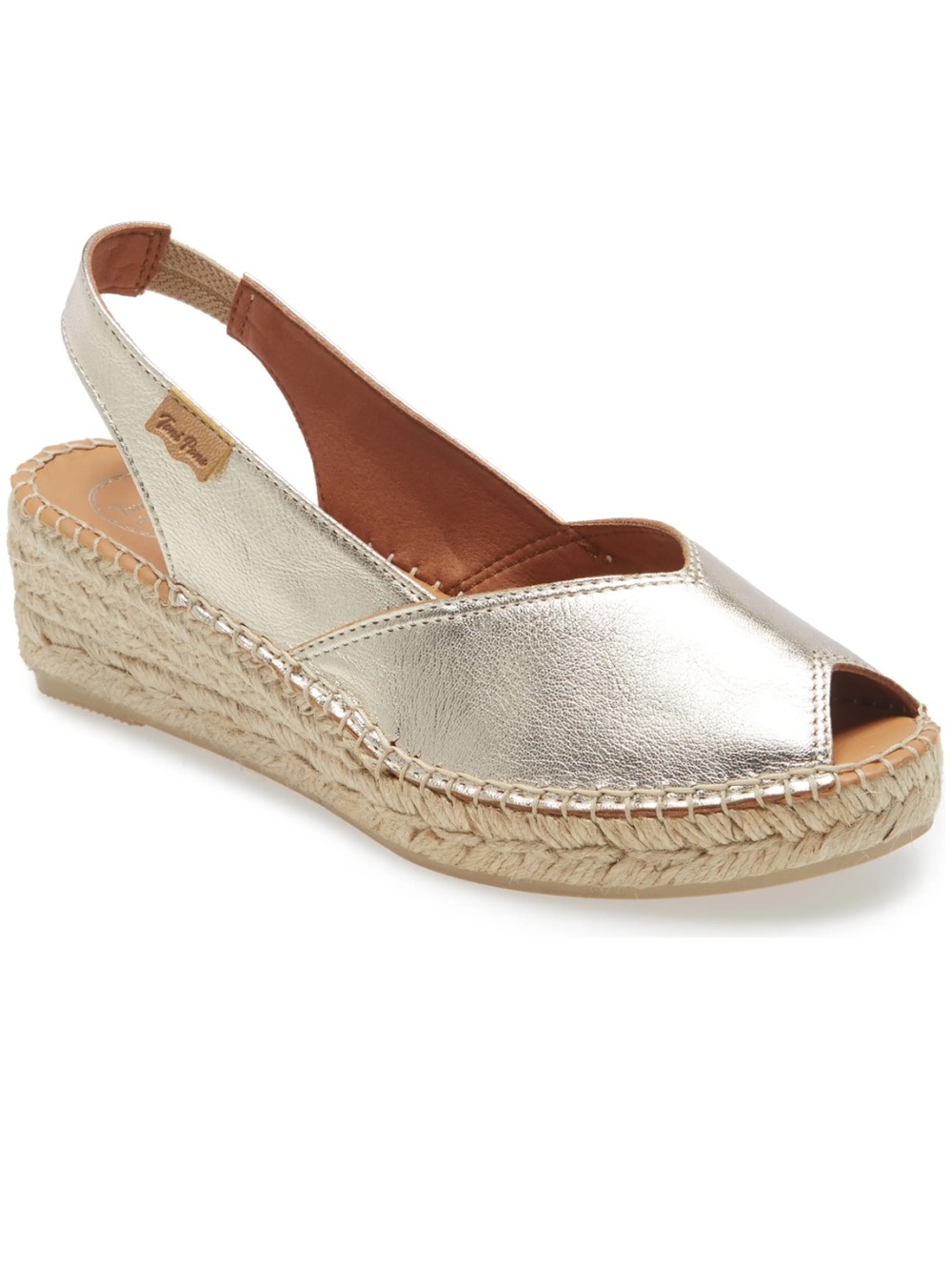 Bernia Espadrille Wedge Platinum Leather Toni Pons 38EU 7-7.5US